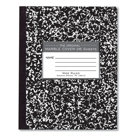 Roaring Spring Marble Cover Composition Book, Wide/Legal Rule, Black Marble Cover, (36) 8.5 x 7 Sheets 77332